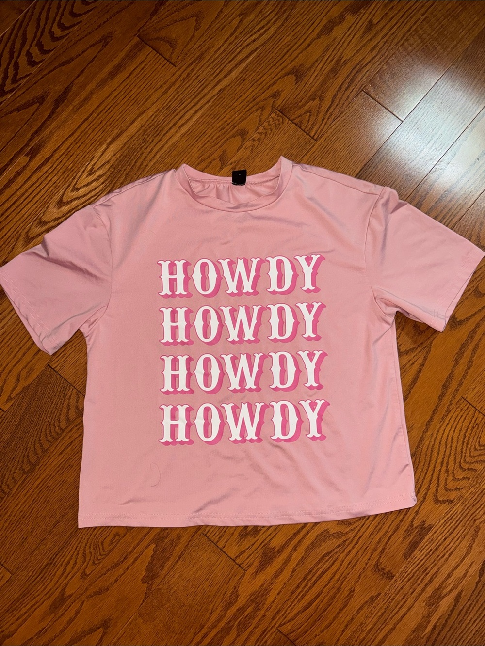 SHEIN Pink Short Sleeve 'Howdy' Graphic Tee